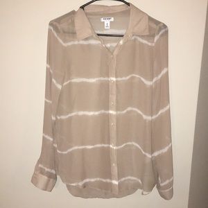 Sheer tan button-up blouse